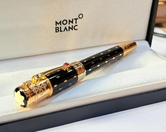 Montblanc Black Golden Elizabeth Edition Fountain Pen-Medium Nib (comes with box)
