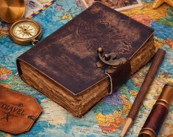 Vintage Leather Journal, Handmade Antique Diary, Rustic Writing Notebook, Old Paper Journal, Writer Gift