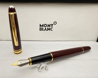 Montblanc Miesterstuck Burgund Goldener Füllfederhalter - Medium Nib, Geschenkstift