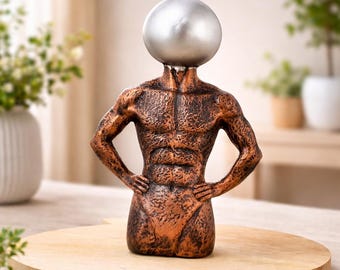 Antique Resin Human Statue Decor | Modern Abstract Man Sculpture | Unique Home Art Piece