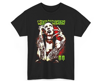 Camiseta de banda, camiseta unisex de Marilyn Manson, ropa alternativa, camiseta gráfica, artículos de música rock