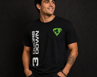 3 deuren omlaag uniseks zwaar katoenen T-shirt, bandshirt, cadeau rockmuziekfan, concertkleding, grafisch T-shirt