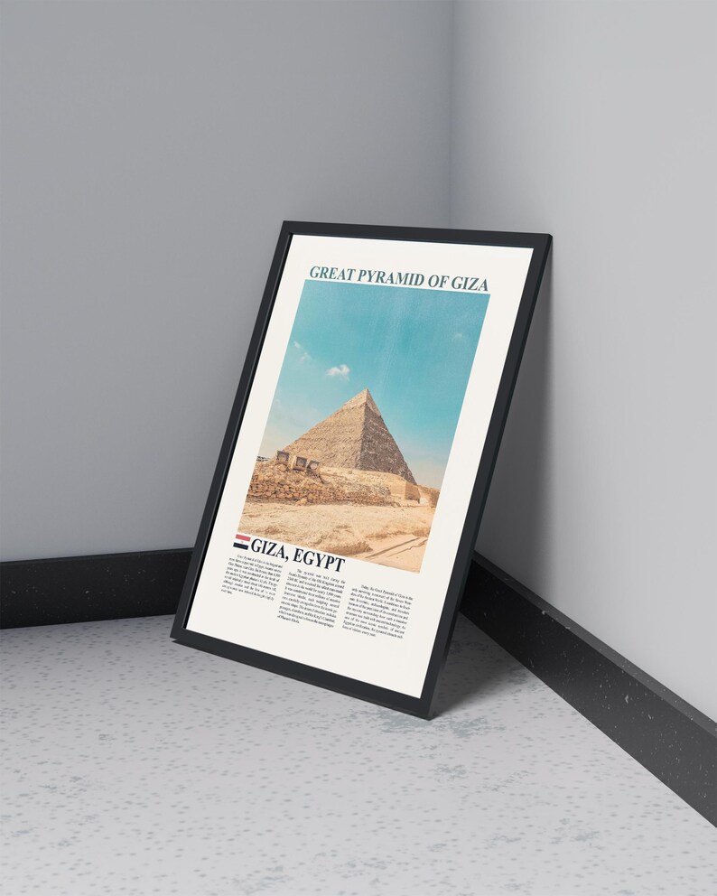 Great Pyramid of Giza Print, Egypt Wall Art, Vintage Travel Poster ...