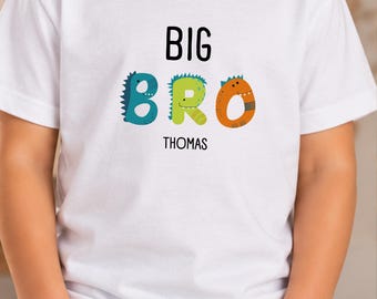 Big Bro Shirt personalisiert mit Name | Großer Bruder Dino Shirt | Schwangerschaftsverkündung | Geschwister Outfit | Geschenk big brother