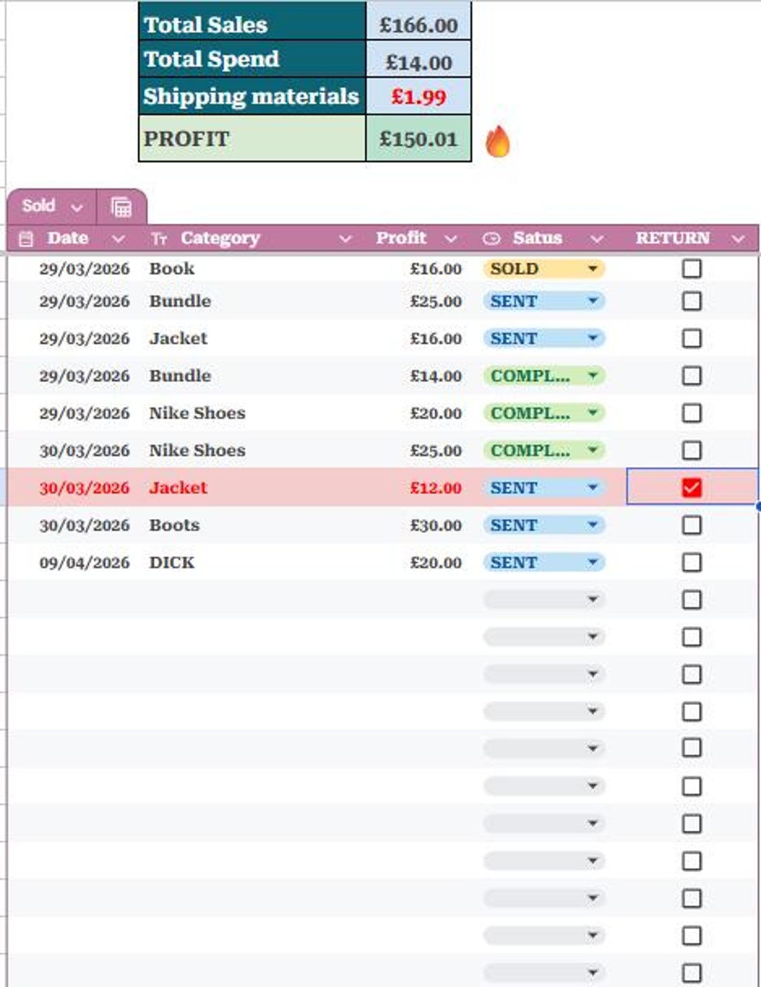 Vinted Tracking Super Simple Vinted Sales Tracker - Etsy