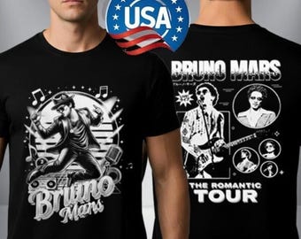 Bruno Mars The Romantic Tour 2026 T-Shirt Two Sided, Bruno Mars Concert Tee, Unisex Tour T Shirt, Pop Music Tour Shirt, Romantic Fans Gift