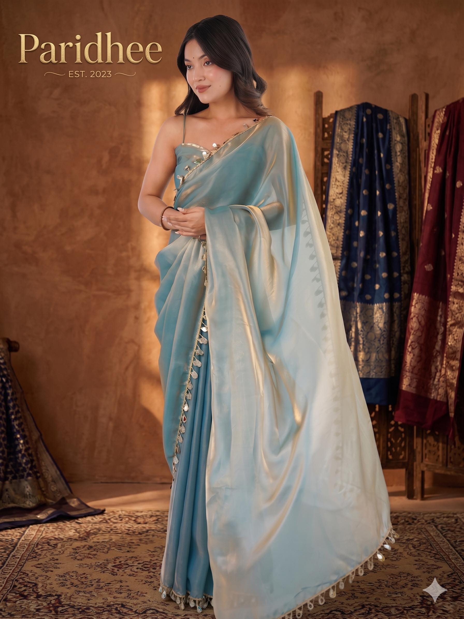 Party Wear Saree - Etsy