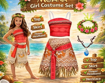 Vestido inspirado en la princesa Moana, disfraz de princesa para niñas, ideal para fiestas de cumpleaños - Regalo