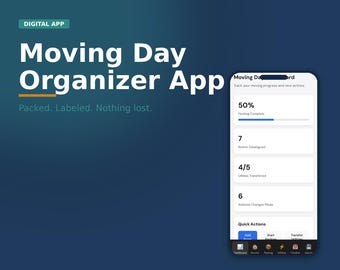 Moving Day Organizer App | Packing Checklist & Room Inventory Tracker | Family Household Manager