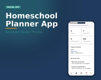 Homeschool Planner App | Verfolgen Sie mehrere Kinder und Themen | Lebenslanger Zugriff