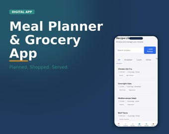 Meal Planner & Einkaufsliste App | Familienmahlzeit-Planungswerkzeug | Haushalt Einkaufs Organizer
