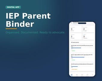 IEP Eltern Ordner App - Verfolgen Sie Ziele, Dienstleistungen, Meetings & Teamkontakte -Offline Sonderschulveranstalter