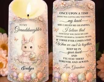 Vela LED personalizada para mi nieta, conejito de Pascua, regalo de la abuela para mi nieta, idea de regalo para el Día de la Madre.