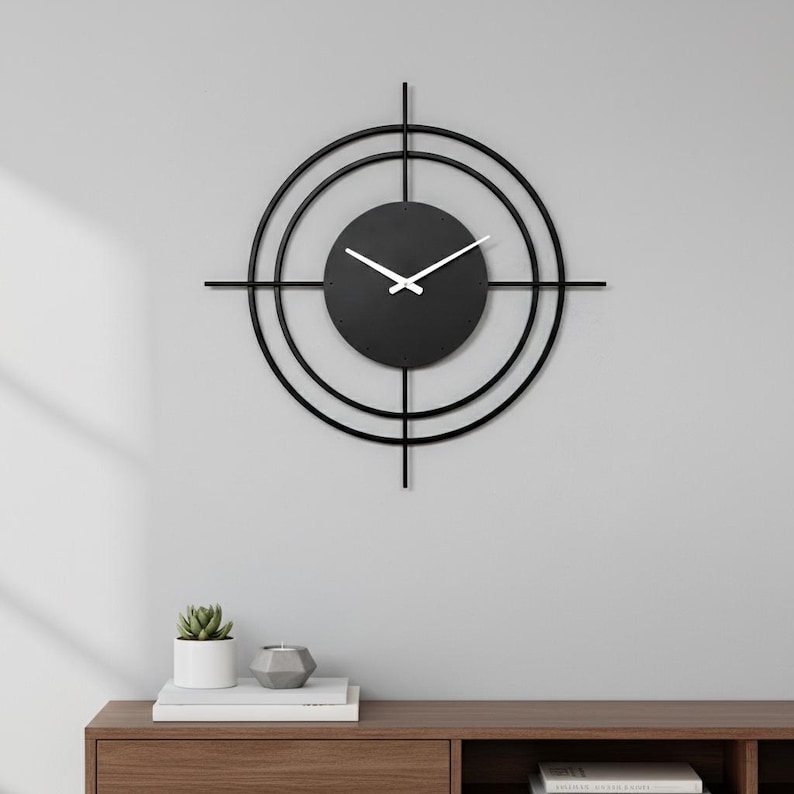 Large Modern Metal Wall Clock Minimalist Decorative Wall Decor Silent ...