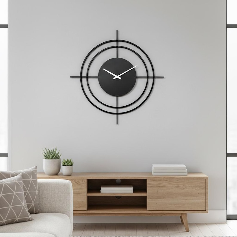 Large Modern Metal Wall Clock Minimalist Decorative Wall Decor Silent ...