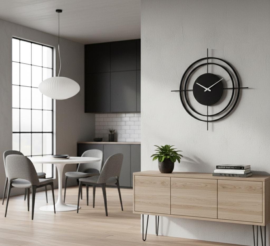 Large Modern Metal Wall Clock Minimalist Decorative Wall Decor Silent ...