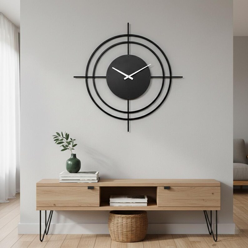 Large Modern Metal Wall Clock Minimalist Decorative Wall Decor Silent ...