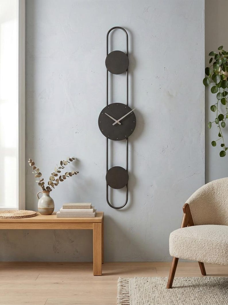 Large Modern Wall Clock Minimalist Metal Wall Clock, Statement Vertical ...