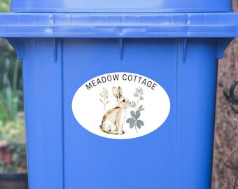 Pegatinas personalizadas de conejos para contenedores de basura, calcomanía de vinilo resistente a la intemperie con temática de naturaleza, etiqueta de dirección con nombre de casa, calle, carretera, fuente tradicional
