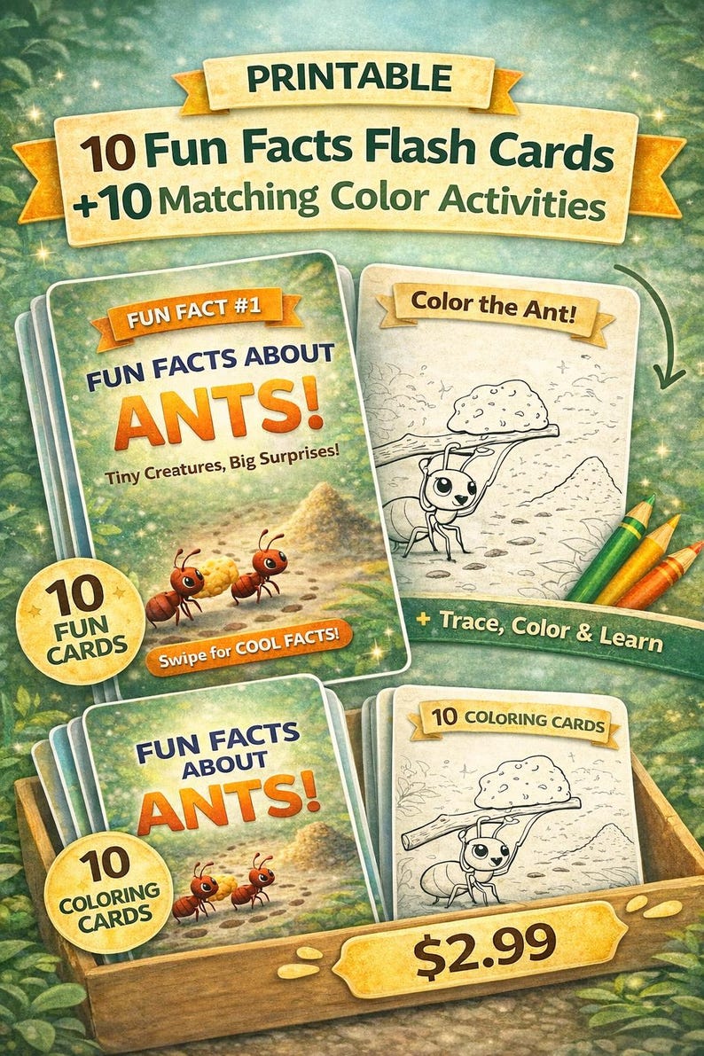 Ant Flashcards + Coloring Pages Printable | Fun Facts for Kids ...