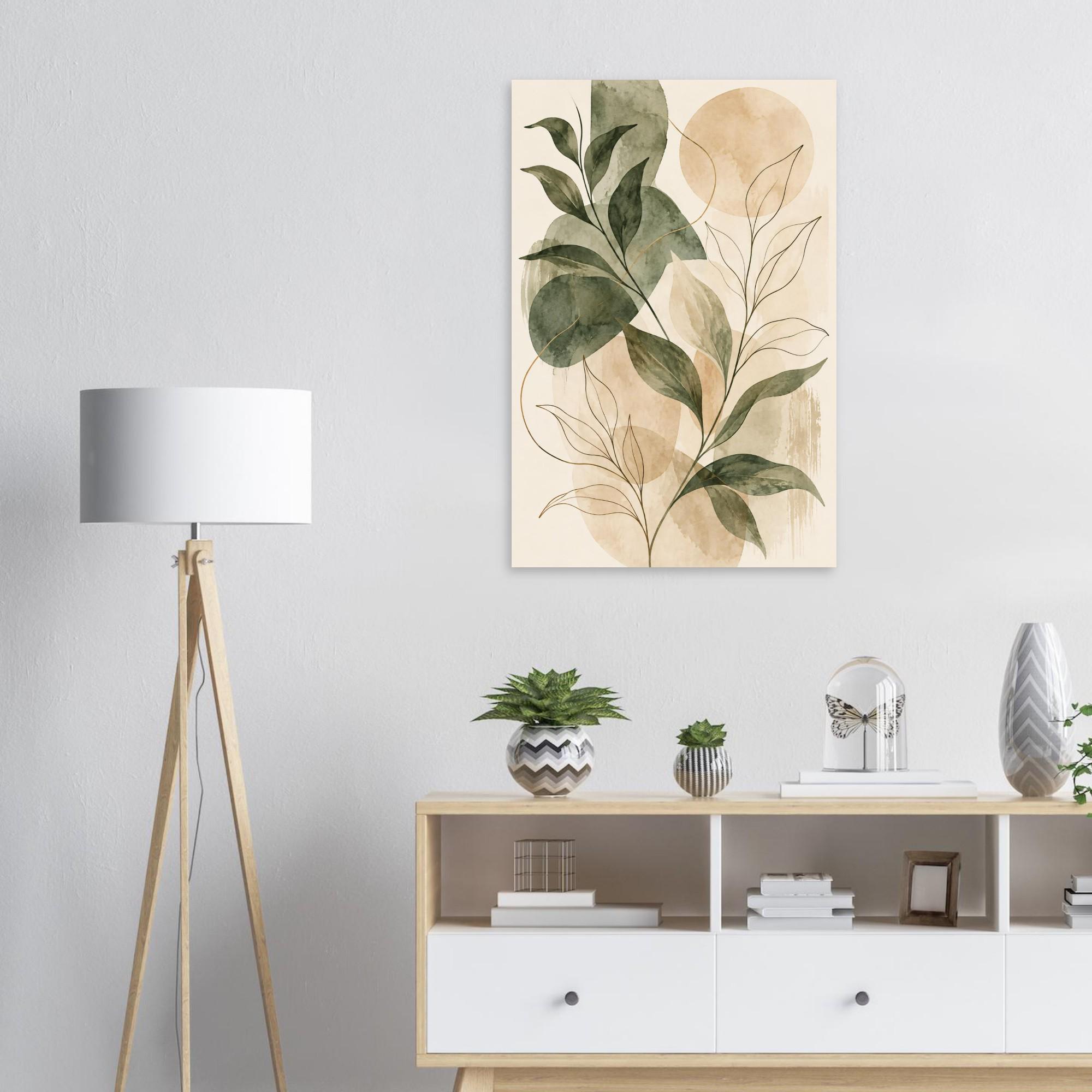Quiet Luxury Abstract Botanical Poster in Muted Sage and Cream Tones | Etsy product mockup