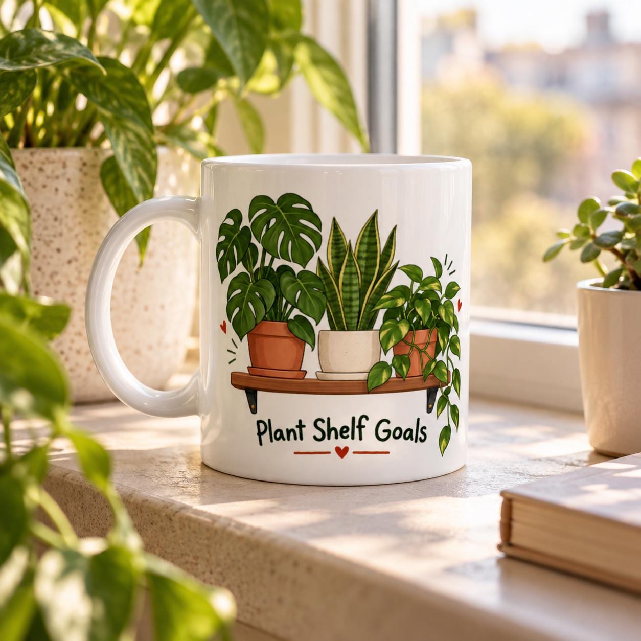 Plant Shelf Goals Mug with Houseplant Illustration for Indoor Jungle Lovers | Etsy product mockup