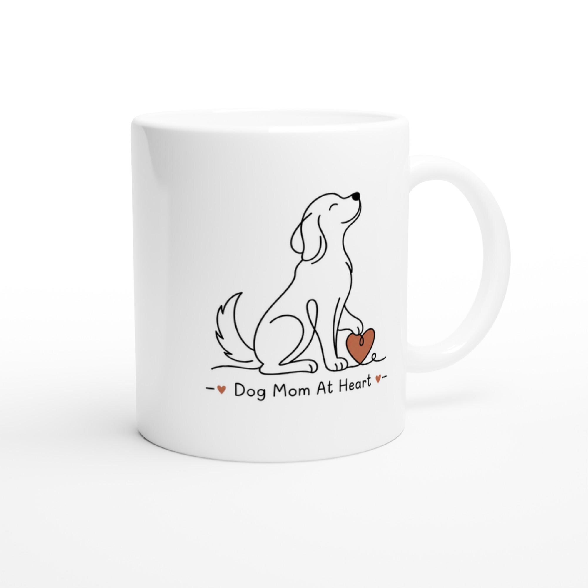 Dog Mom At Heart Mug, Dog Lover Coffee Mug, Minimalist Dog Mug Gift, Cute Dog Silhouette Cup, Dog Owner Aesthetic Mug | Etsy product mockup
