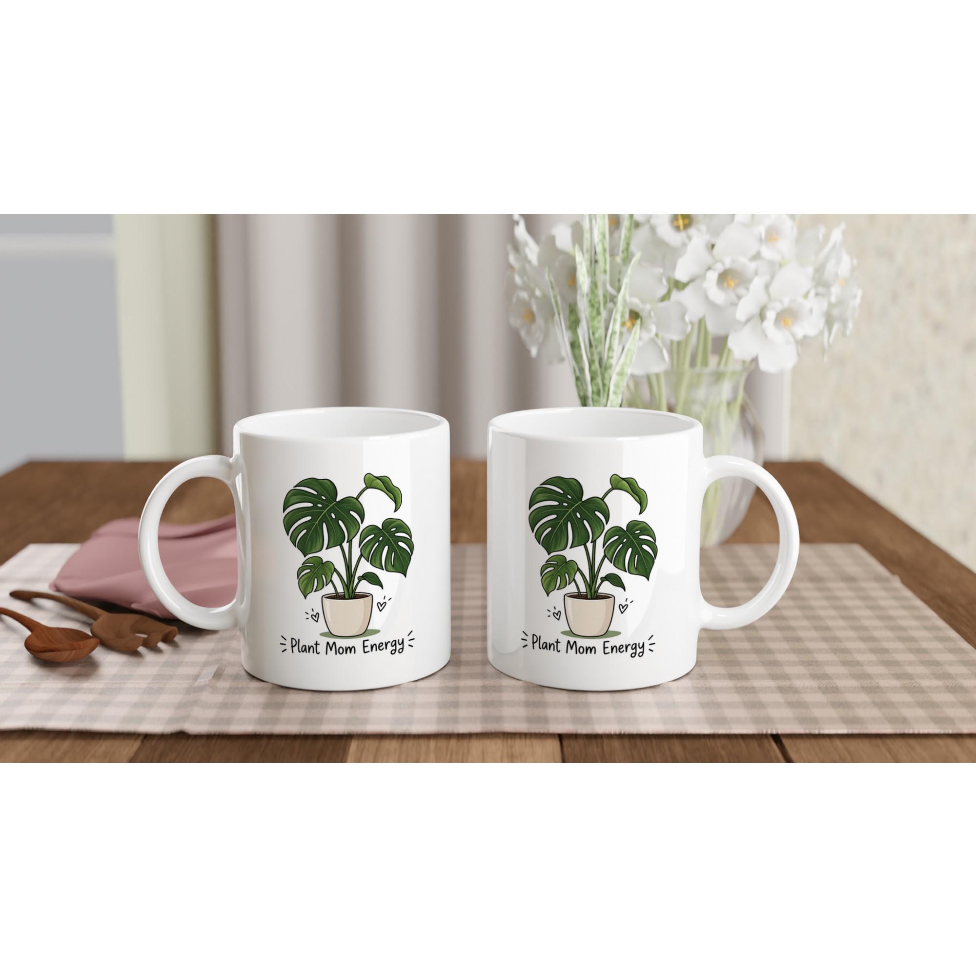 Plant Mom Energy Mug, Plant Lover Coffee Mug, Monstera Leaf Mug Gift, Minimalist Plant Mug, Urban Jungle Aesthetic Cup | Etsy product mockup