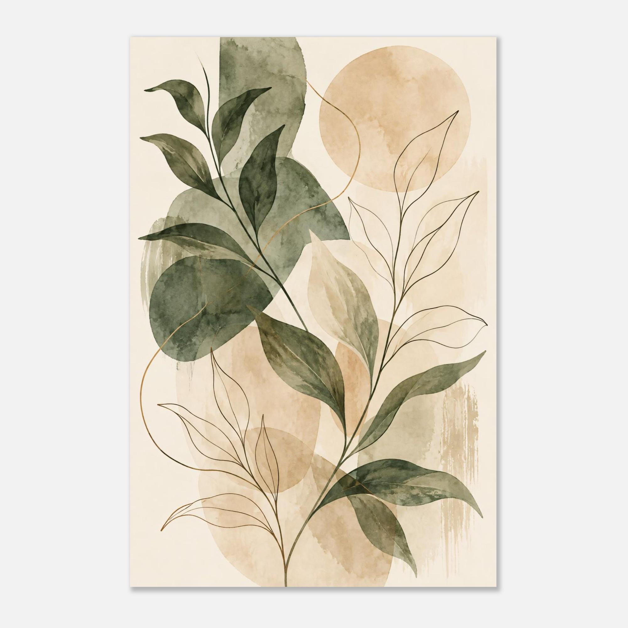 Quiet Luxury Abstract Botanical Poster in Muted Sage and Cream Tones | Etsy product mockup