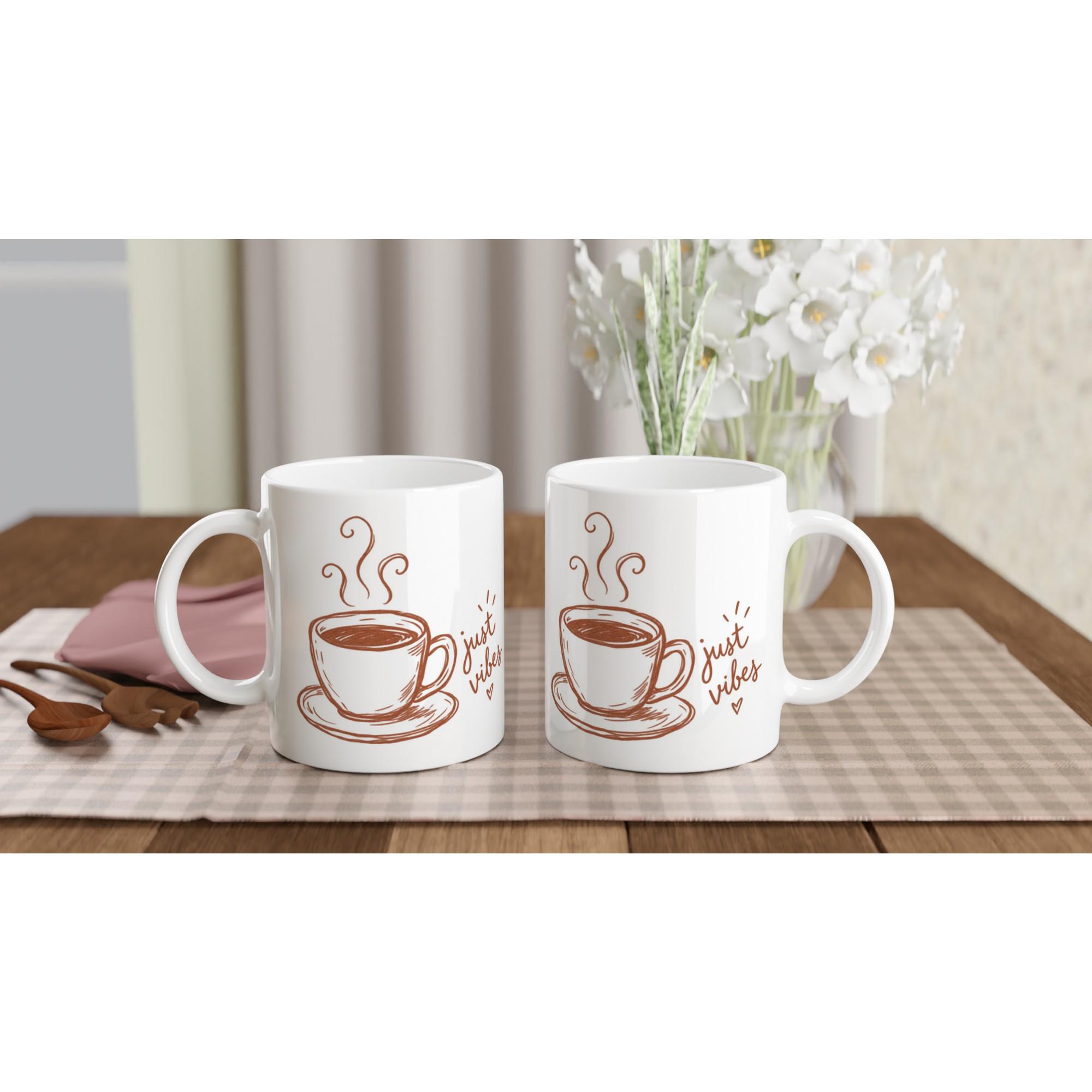 Just Vibes Mug, Hand Drawn Coffee Mug, Whimsical Aesthetic Cup, Cute Sketch Style Mug, Casual Coffee Lover Gift | Etsy product mockup