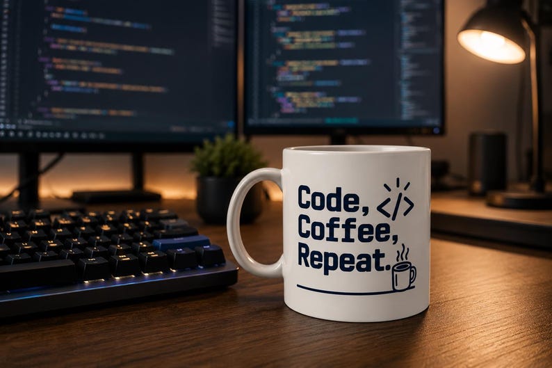 Code Coffee Repeat Mug for Developers Who Debug Better With Caffeine image 1