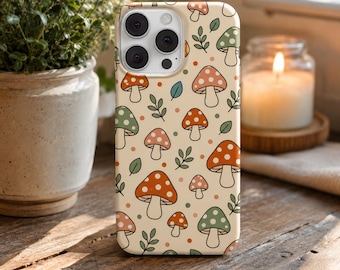 Mushroom Phone Case, Cottagecore Aesthetic Case, Cute Mushroom Pattern Case, Whimsical Nature Case, Cozy Cottagecore Phone Case