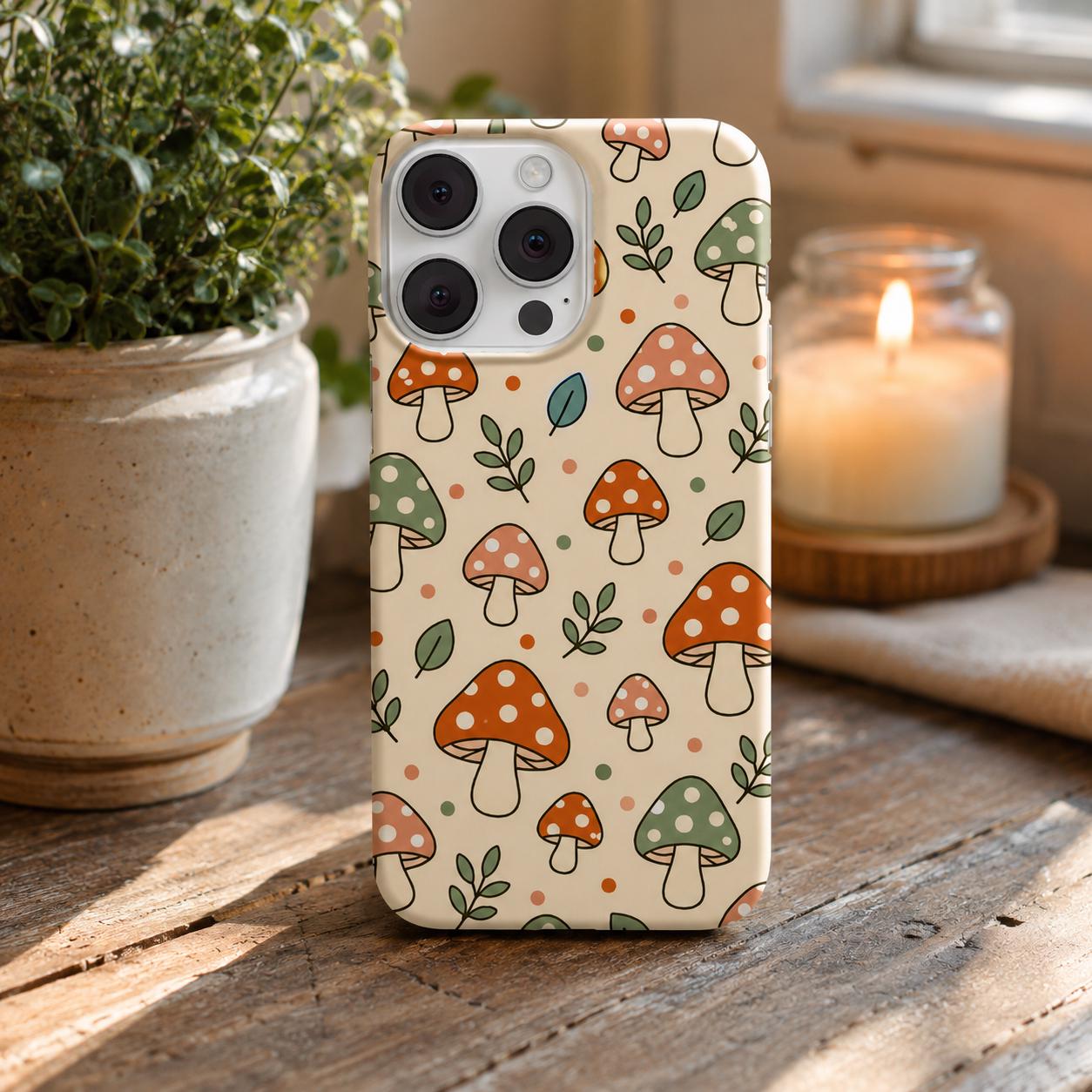 Mushroom Phone Case, Cottagecore Aesthetic Case, Cute Mushroom Pattern Case, Whimsical Nature Case, Cozy Cottagecore Phone Case | Etsy product mockup