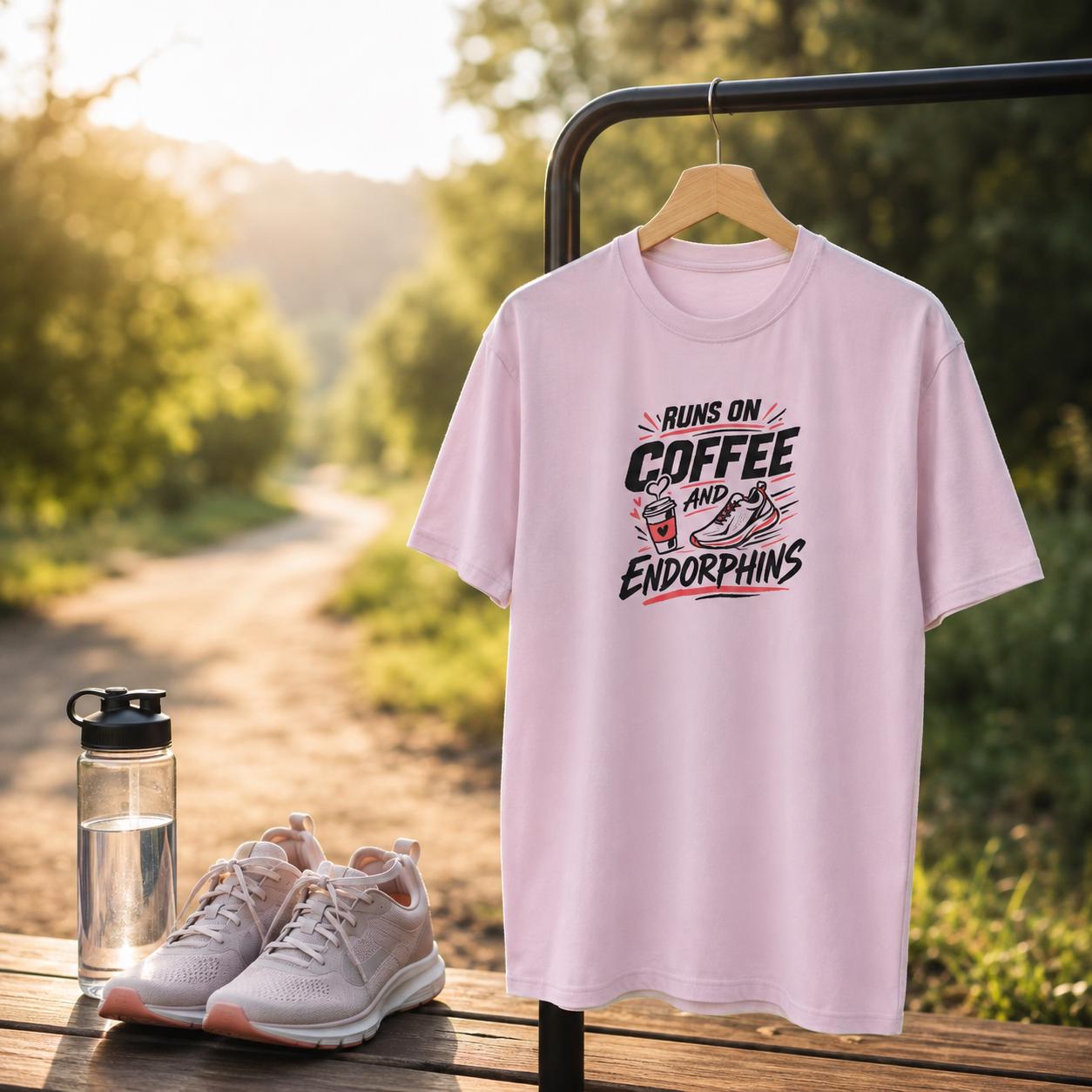 Runs On Coffee And Endorphins Shirt for Women Who Love Their Morning Miles | Etsy product mockup