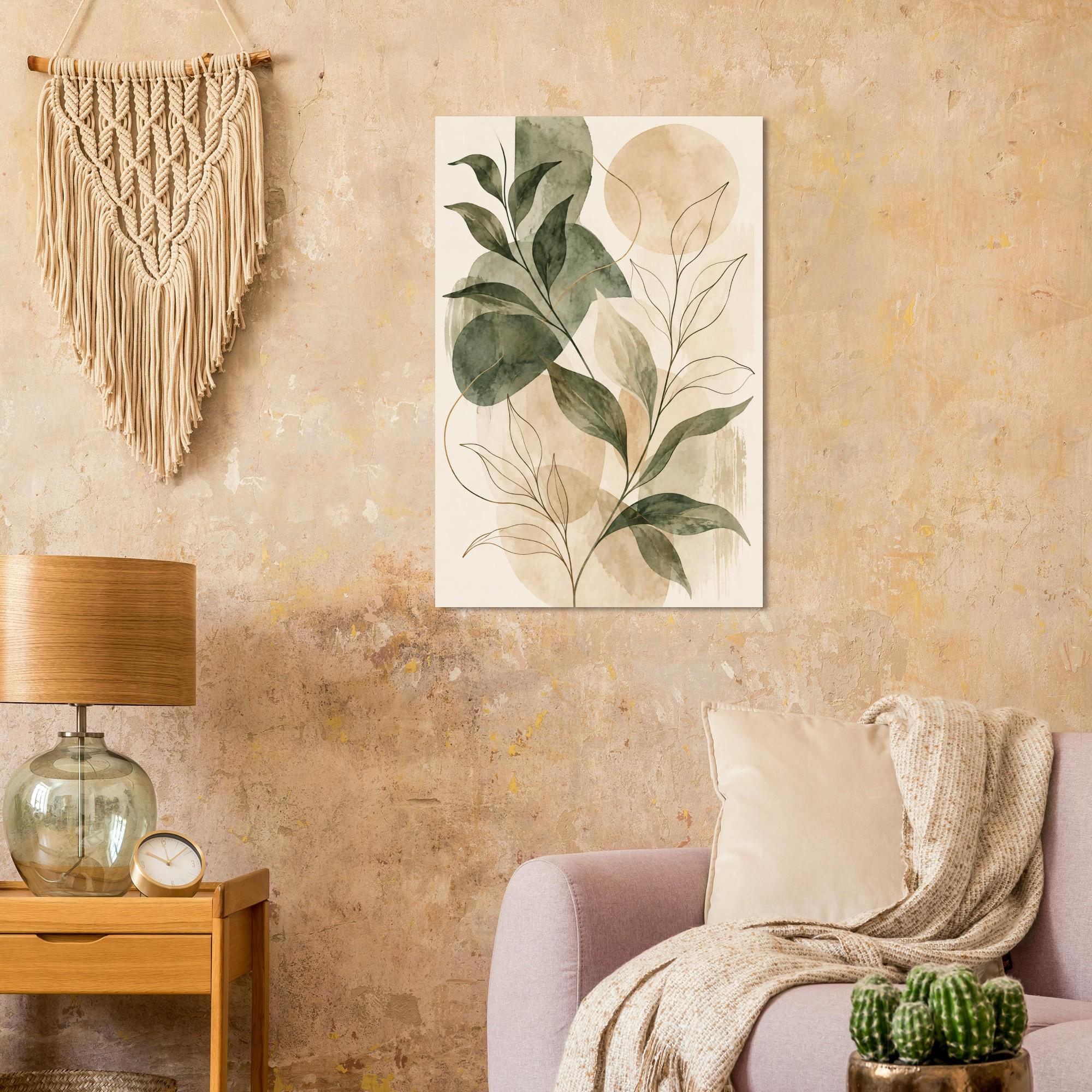 Quiet Luxury Abstract Botanical Poster in Muted Sage and Cream Tones | Etsy product mockup
