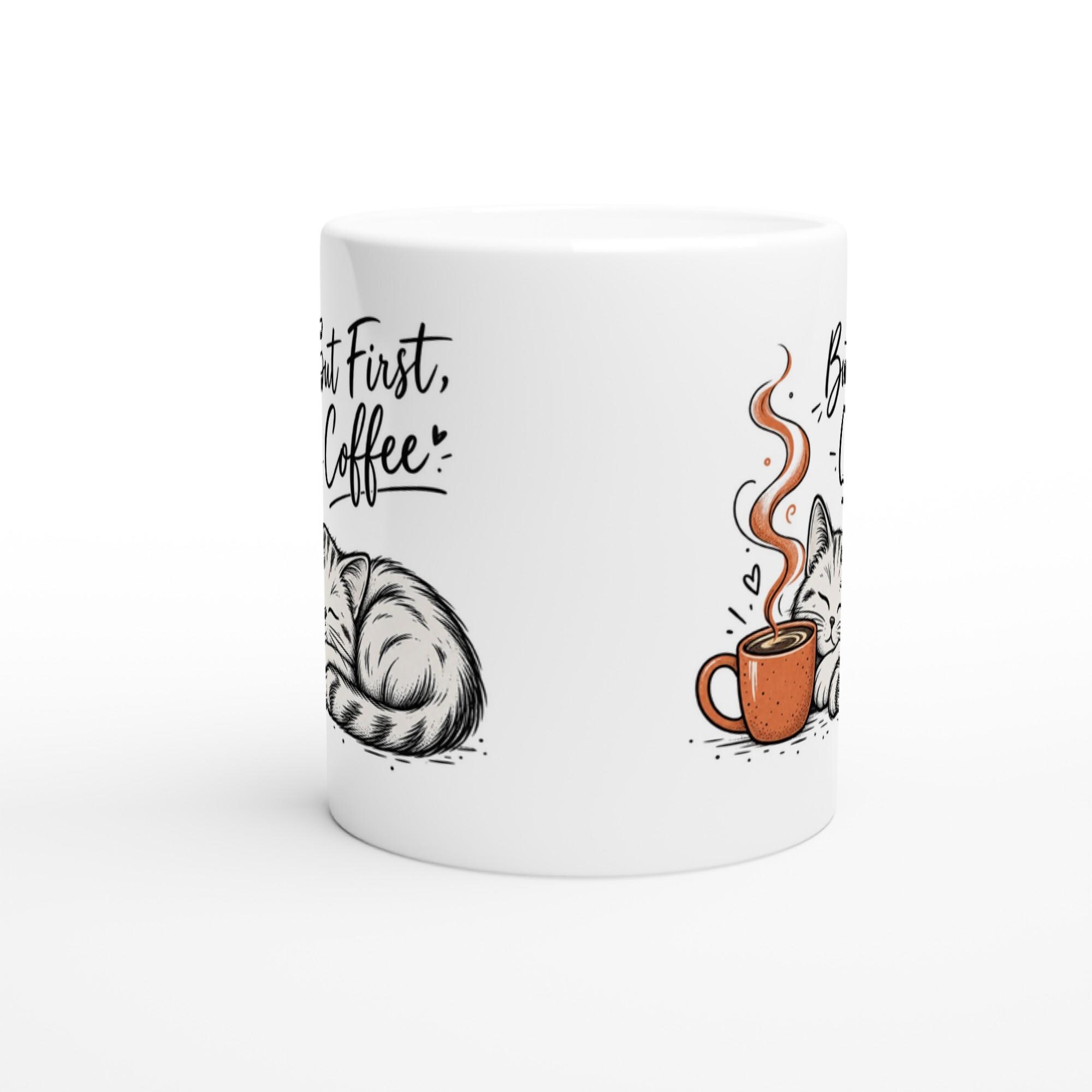 But First Coffee Mug, Cute Sleepy Cat Mug, Funny Coffee Lover Gift, Cat Lover Mug Minimalist Line Art Mug, Cute Cat Coffee Cup, Gift for Her | Etsy product mockup