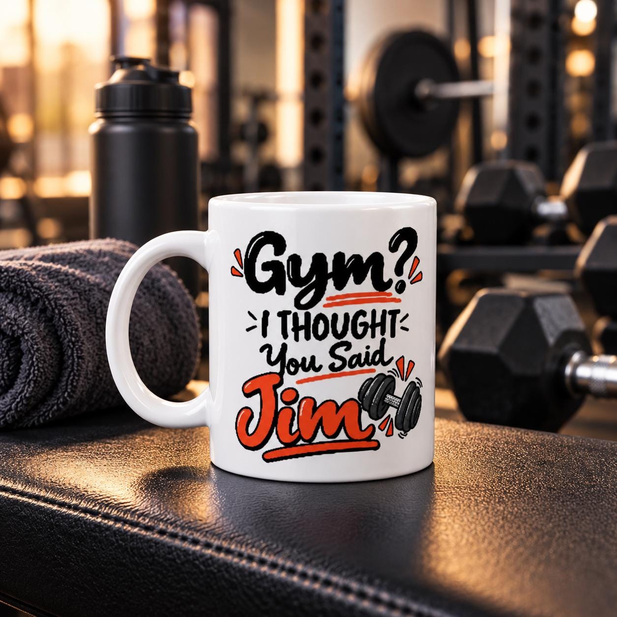 Gym I Thought You Said Jim Mug, Funny Gym Coffee Mug, Sarcastic Fitness Mug Gift, Workout Humor Coffee Cup, Funny Fitness Gift Mug | Etsy product mockup