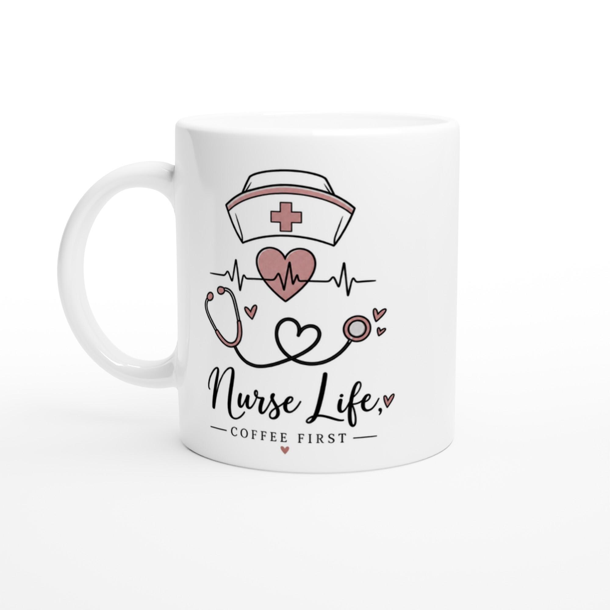 Nurse Life Coffee Mug, Nurse Gift Coffee Cup, Nursing Student Mug, Nurse Appreciation Gift, Heartbeat Pulse Mug | Etsy product mockup
