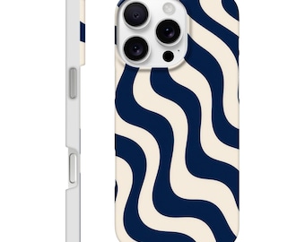 Coque de téléphone à lignes ondulées, coque minimaliste abstraite, coque de téléphone à motif tourbillon moderne, coque esthétique tendance, coque à motif vagues audacieux