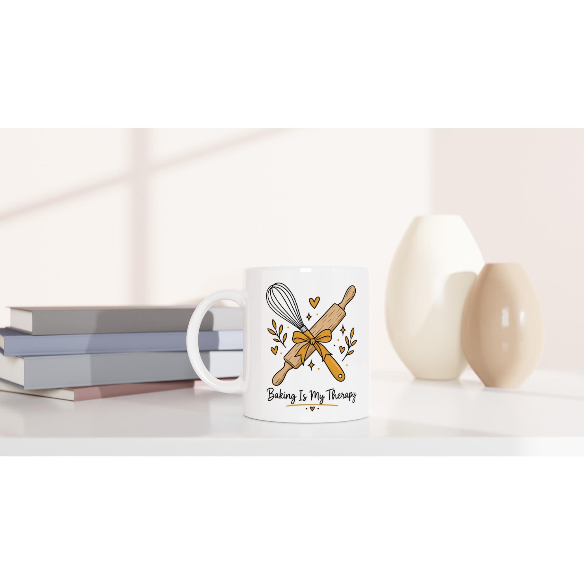 Baking Is My Therapy Mug for Home Bakers Who Find Peace in Flour and Sugar | Etsy product mockup