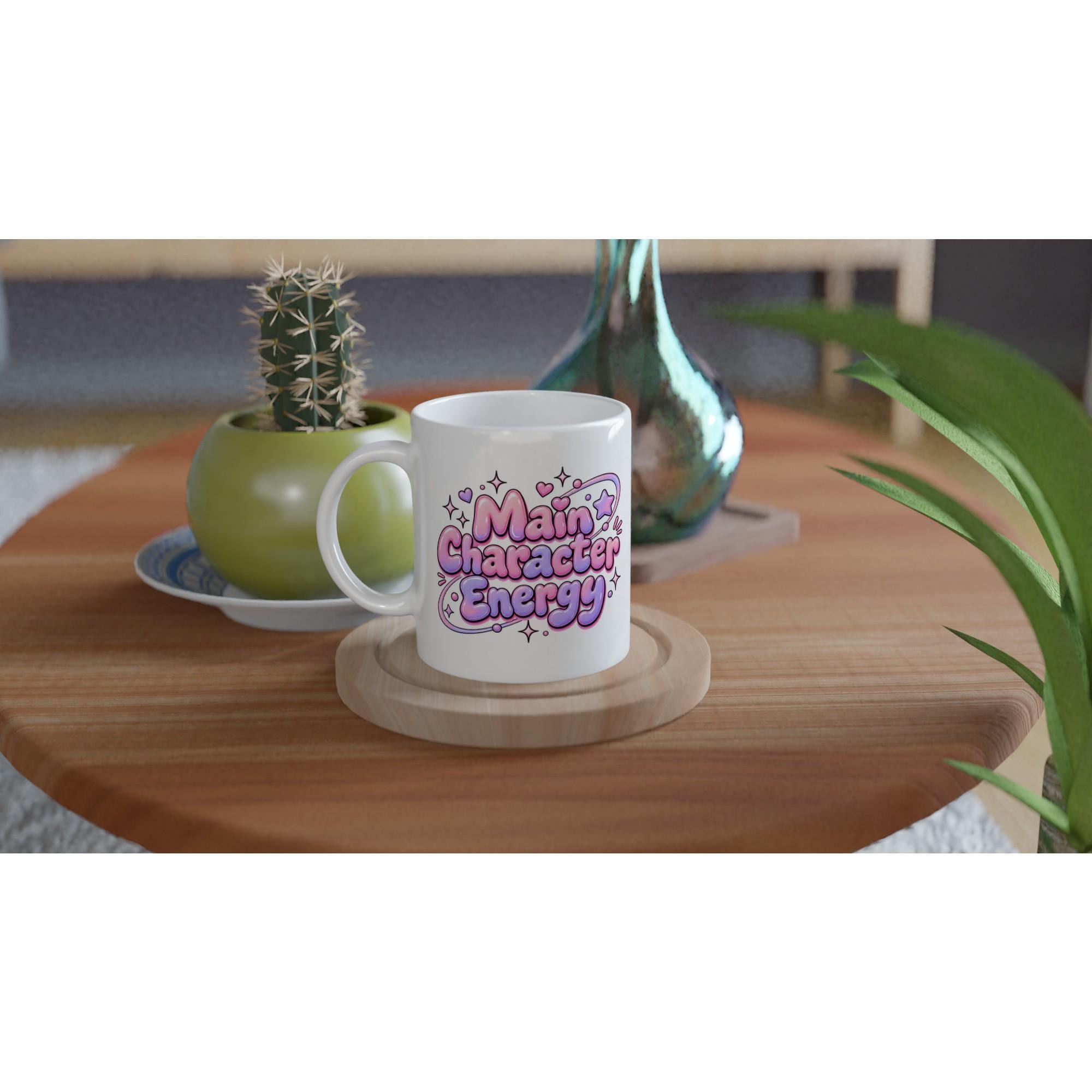 Main Character Energy Mug, Y2K Aesthetic Coffee Mug, Cute Kawaii Coffee Cup, Trendy Pastel Mug Gift, Cutecore Aesthetic Mug | Etsy product mockup