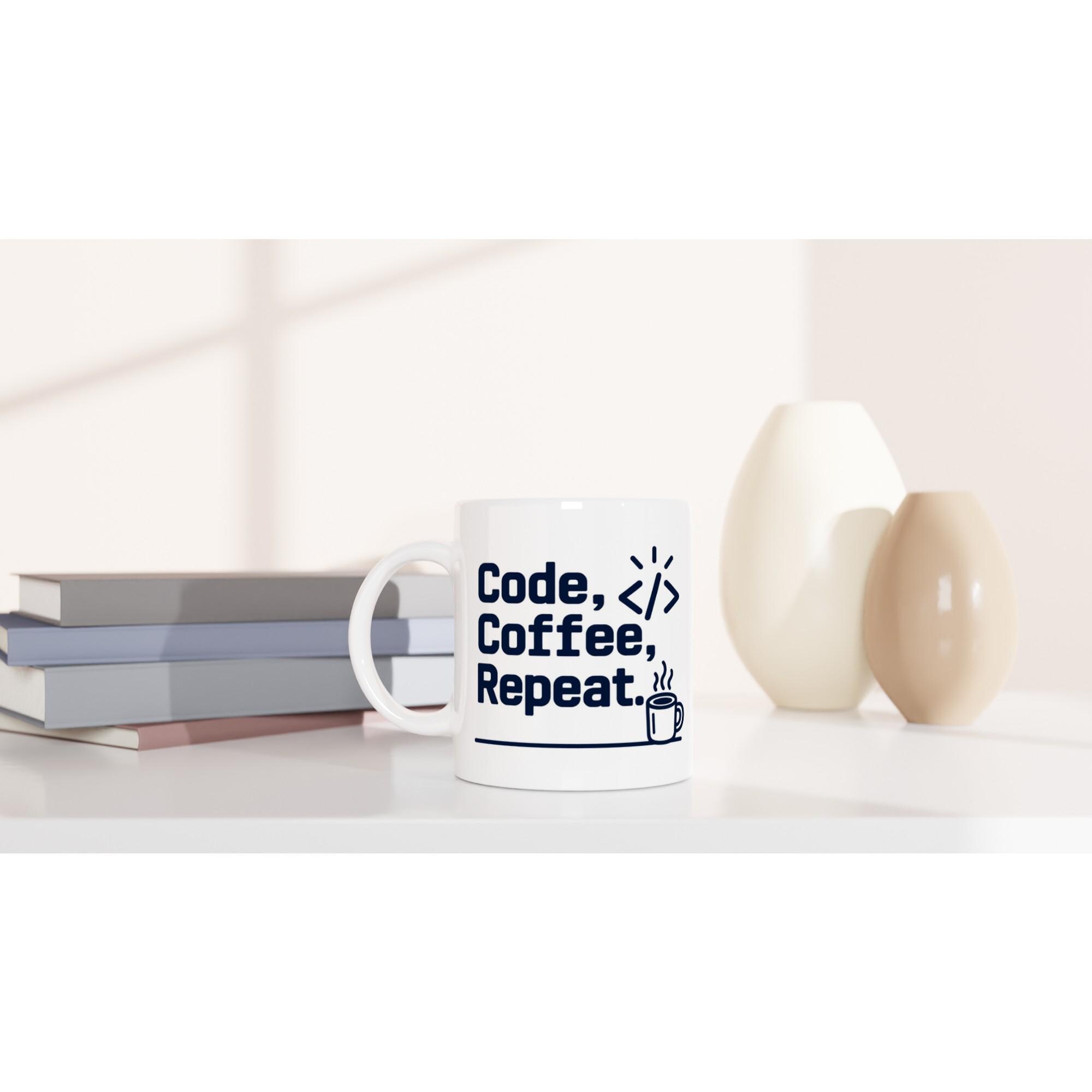 Code Coffee Repeat Mug for Developers Who Debug Better With Caffeine | Etsy product mockup