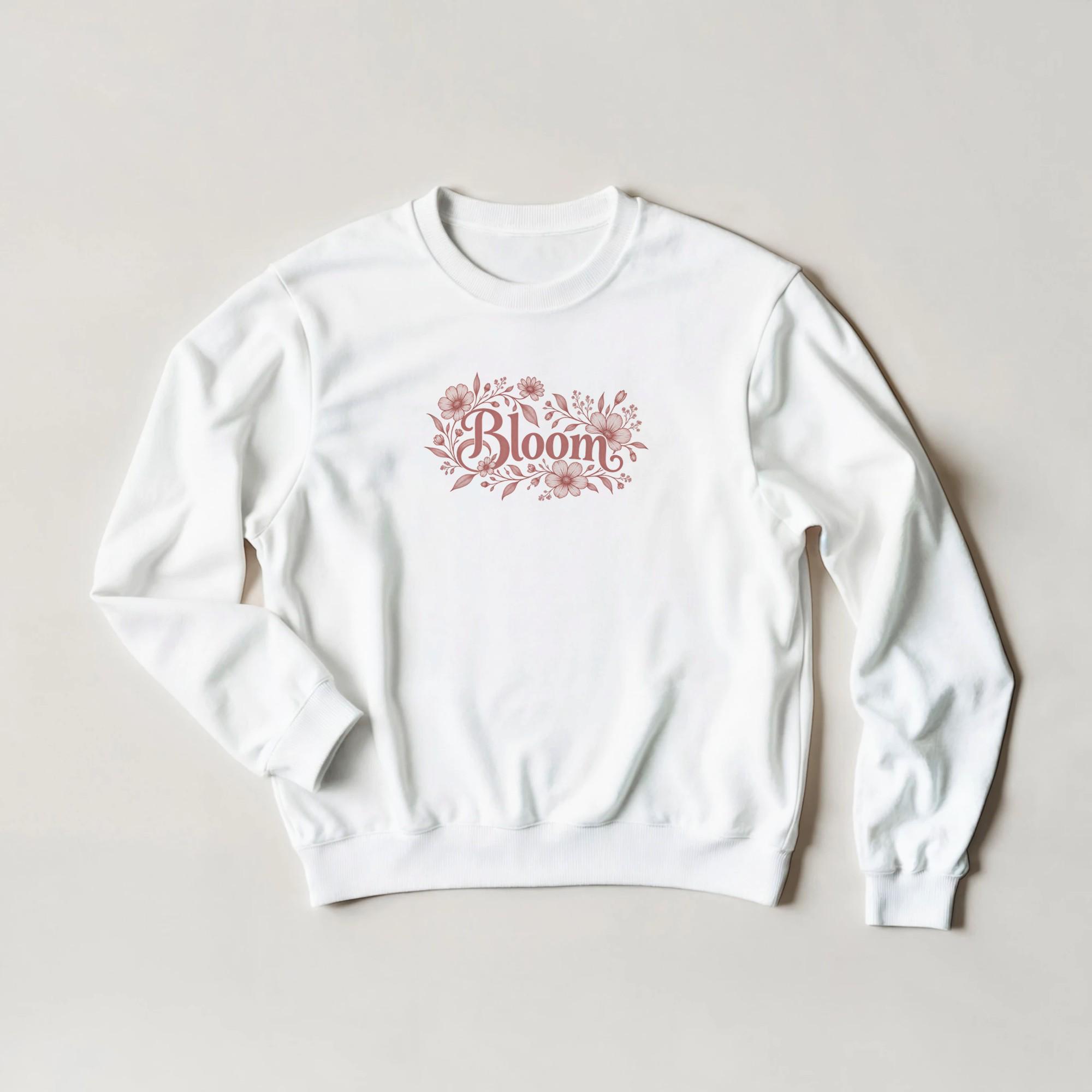 Bloom Floral Sweatshirt, Women's Cozy Crewneck, Botanical Wreath Pullover, Aesthetic Sweatshirt Gift, Soft Feminine Sweater | Etsy product mockup