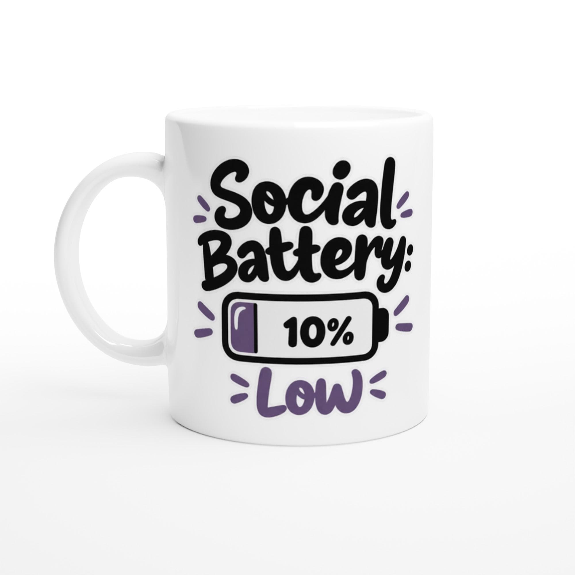 Social Battery Low Mug with Funny Battery Icon for Introverts Who Need Space | Etsy product mockup