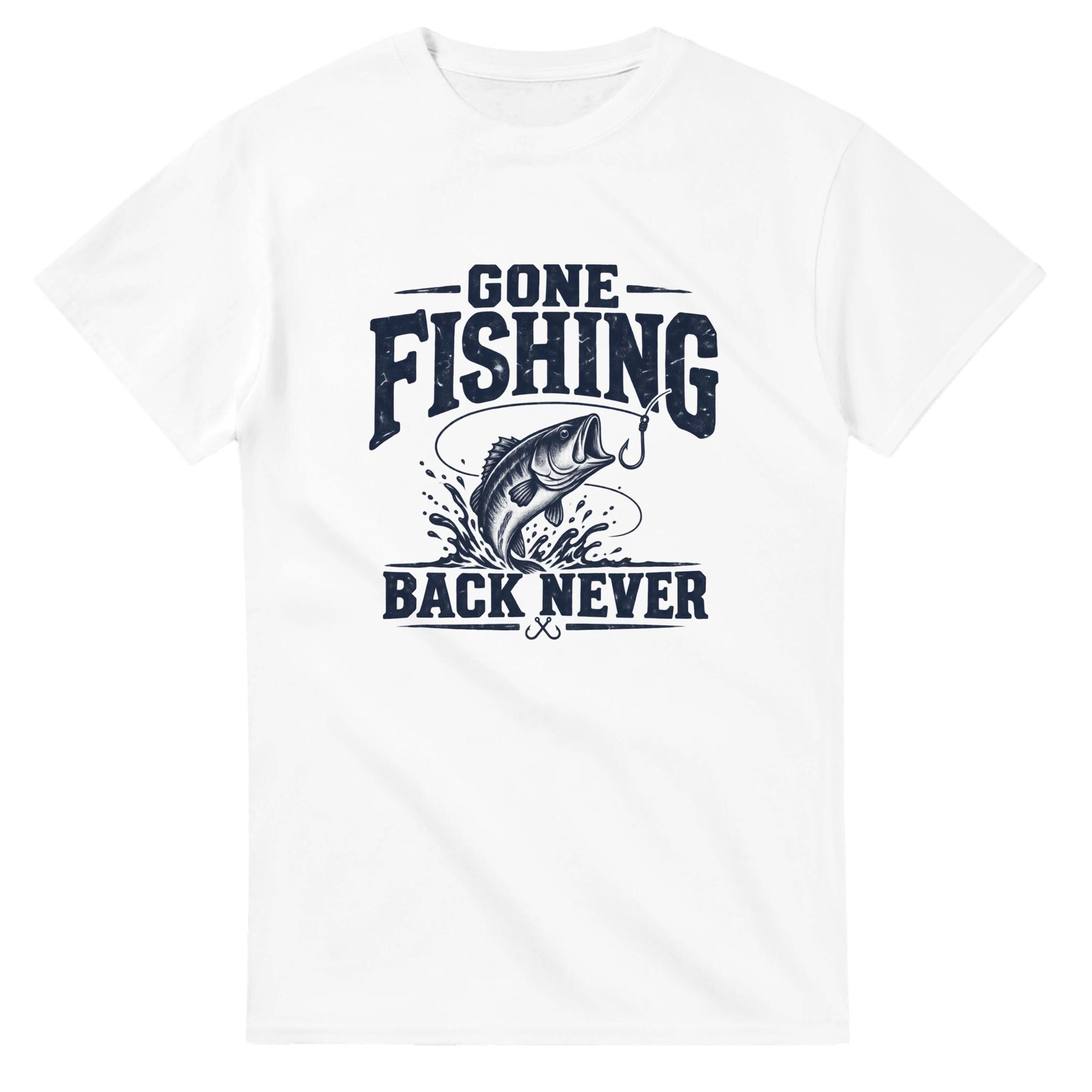 Gone Fishing Back Never Shirt for Dads Who'd Rather Be at the Lake | Etsy product mockup