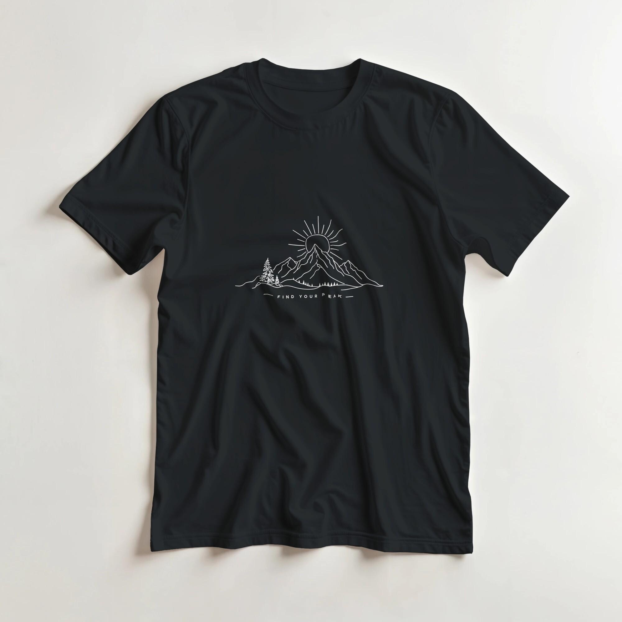 Find Your Peak Mountain Shirt, Minimalist Outdoor T-Shirt, Hiking Graphic Tee, Nature Lover Men's Shirt, Line Art Mountain Tee | Etsy product mockup