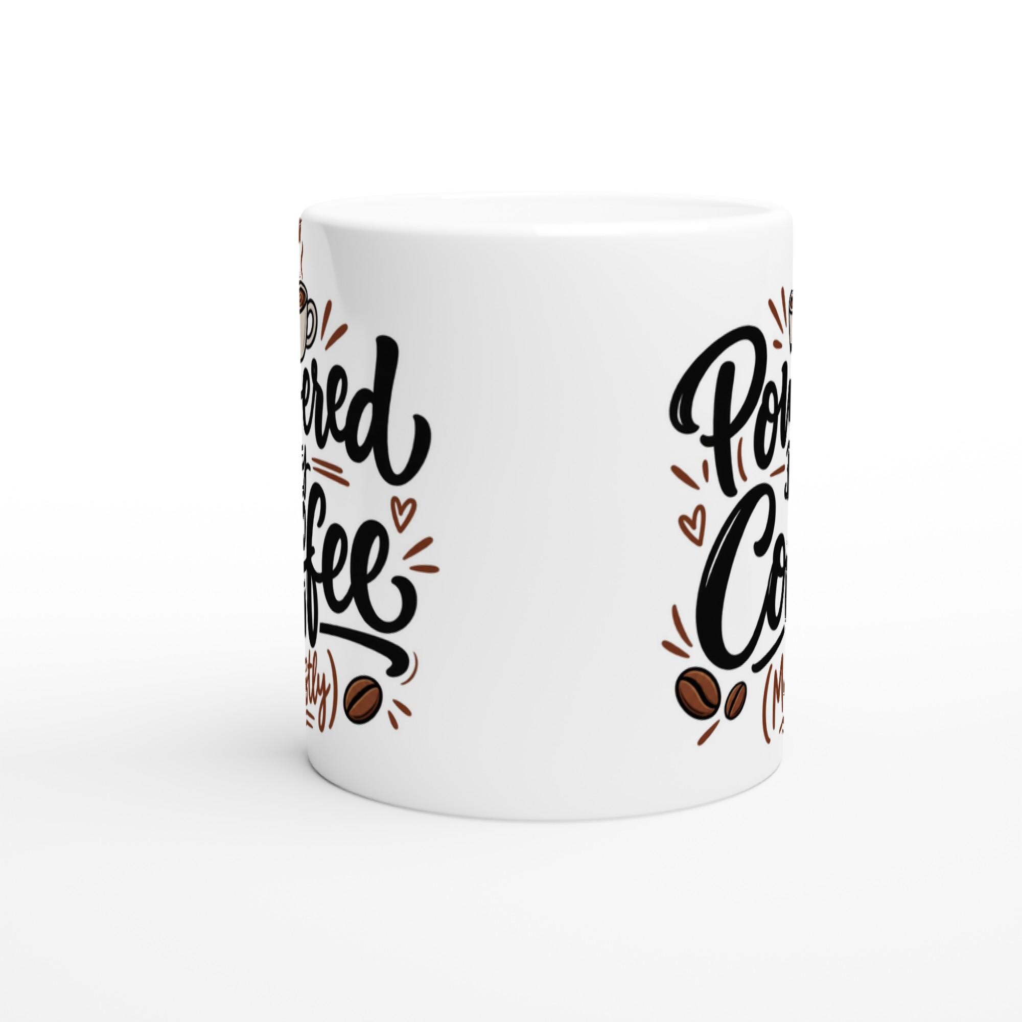 Powered By Coffee Mug, Funny Coffee Addict Mug, Hand Lettered Coffee Cup, Coworker Gift Mug, Sarcastic Coffee Lover Gift | Etsy product mockup