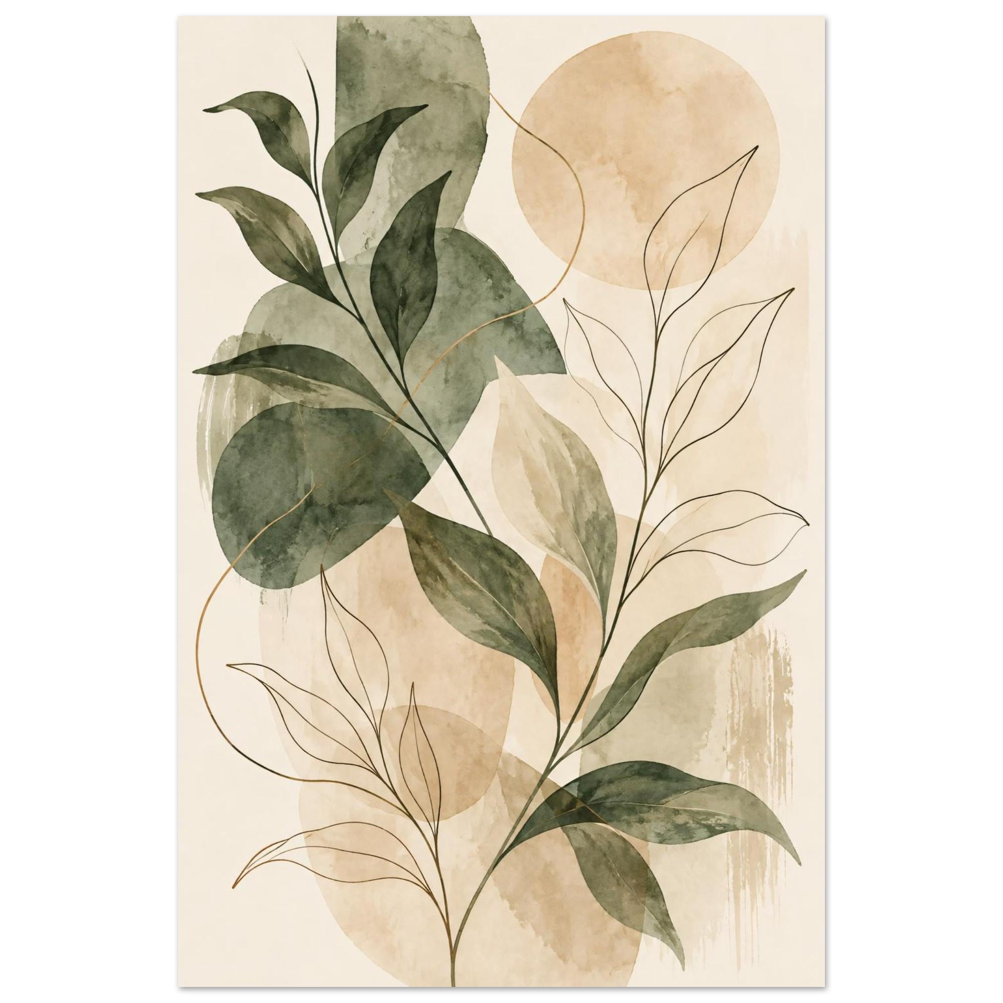 Quiet Luxury Abstract Botanical Poster in Muted Sage and Cream Tones | Etsy product mockup