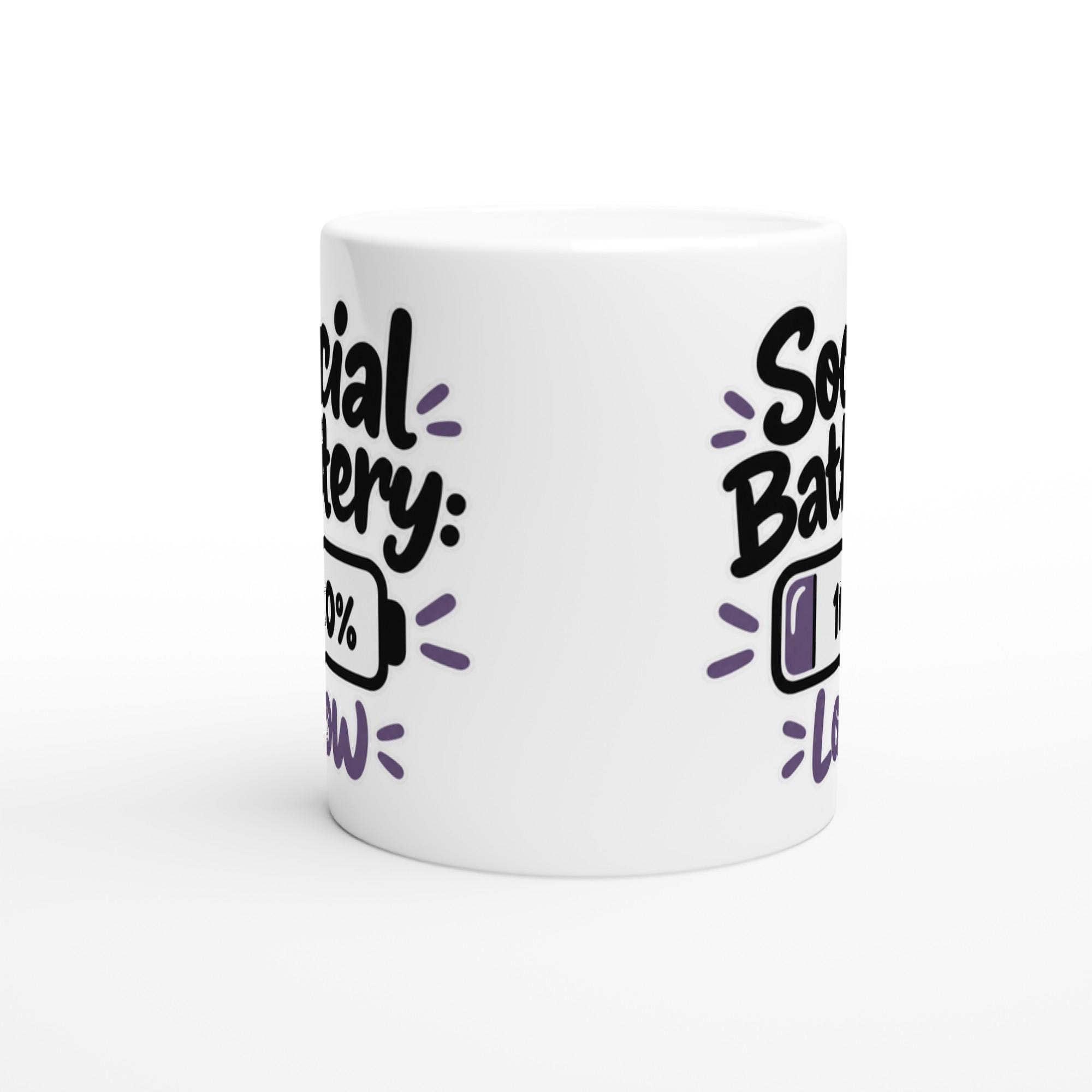 Social Battery Low Mug with Funny Battery Icon for Introverts Who Need Space | Etsy product mockup