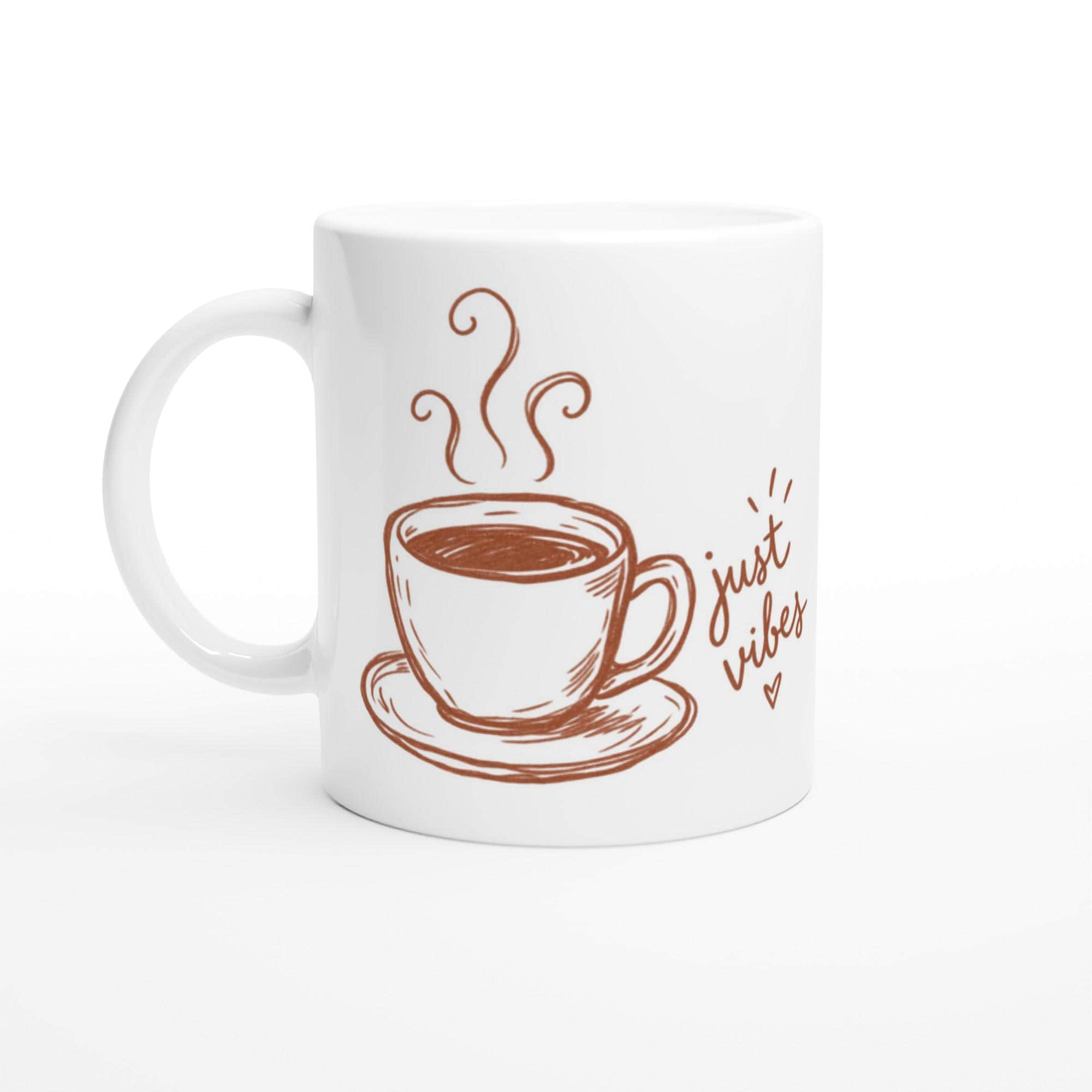 Just Vibes Mug, Hand Drawn Coffee Mug, Whimsical Aesthetic Cup, Cute Sketch Style Mug, Casual Coffee Lover Gift | Etsy product mockup